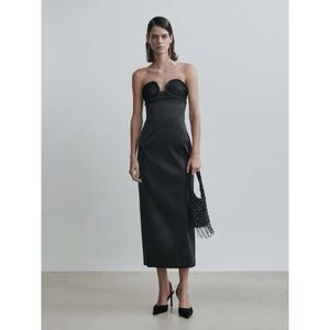 Massimo Dutti Studio Black Strapless Dress